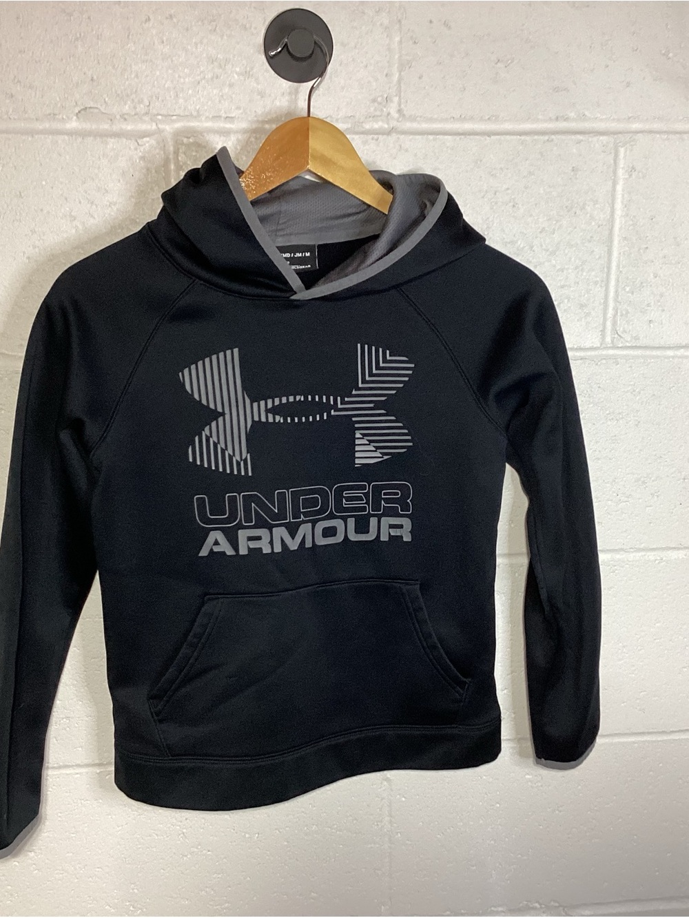 Under Armour Kids Black Hoodie with Gray Logo Accent